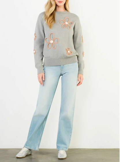 Floral Detail Knit Sweater