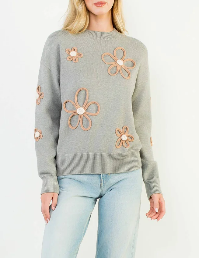 Floral Detail Knit Sweater