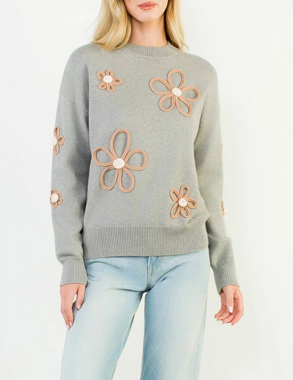 Floral Detail Knit Sweater