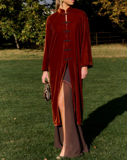 Velvet Front-Buttoned Jacket