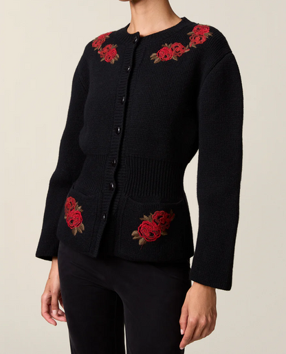 Wool Knit Embroidered Cardigan