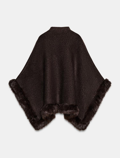 Faux Fur Knit Shawl Cape