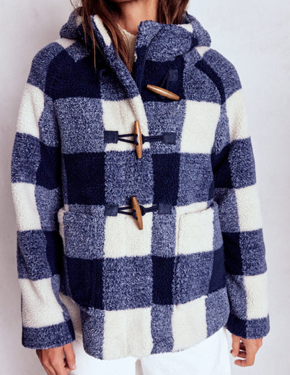 Navy Gingham Coat