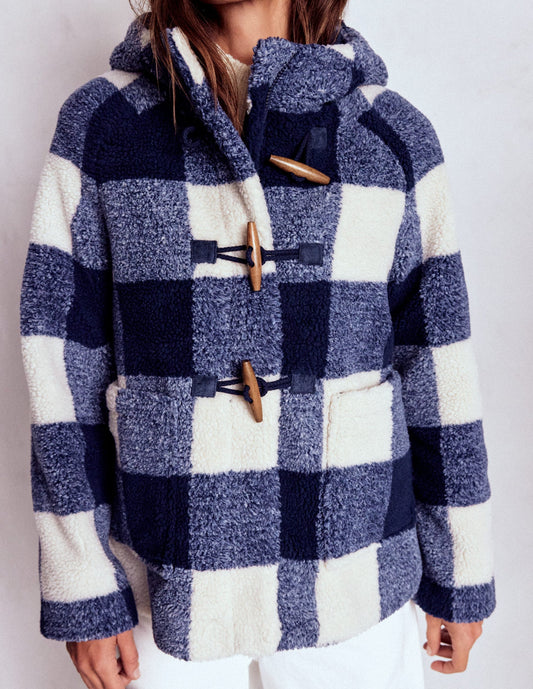 Navy Gingham Coat