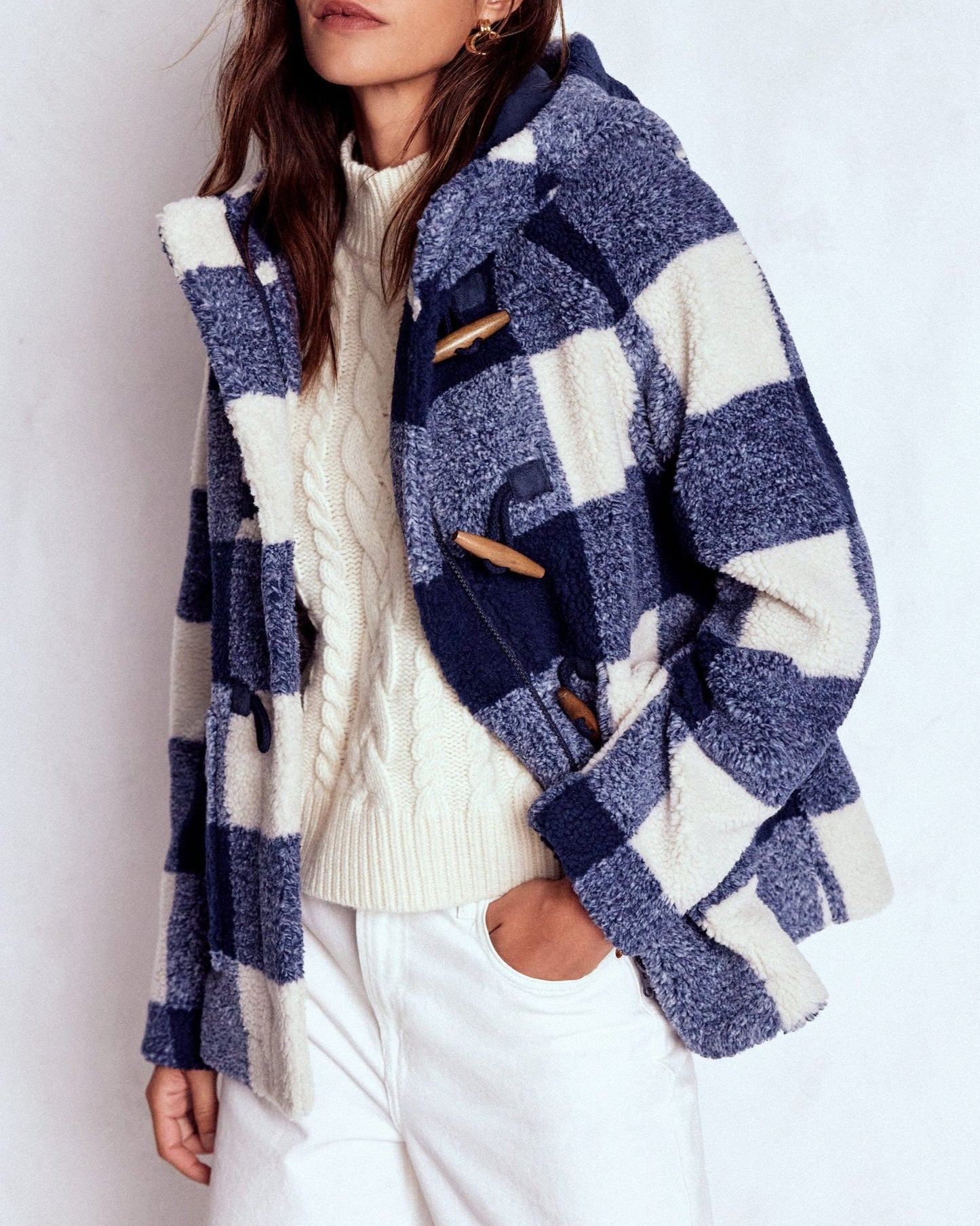 Navy Gingham Coat