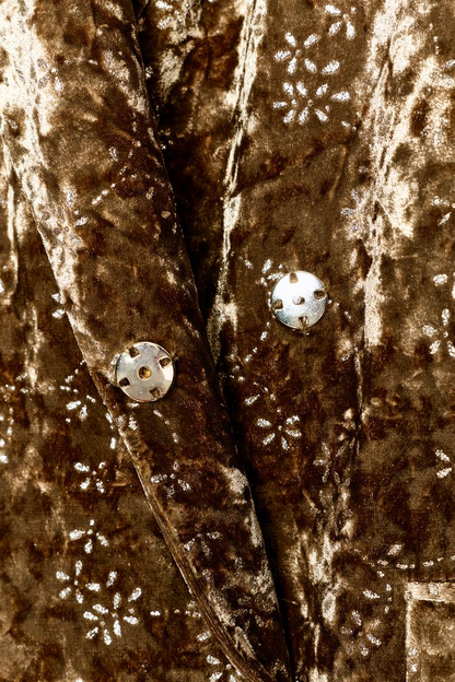 Metallic-thread velvet blazer with belt