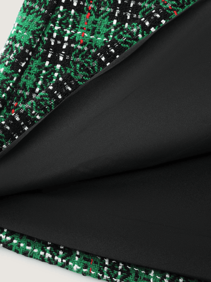 Tweed Plaid Double Button Jacket