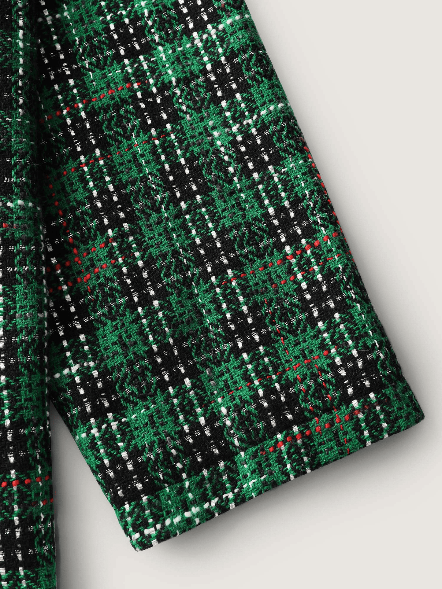 Tweed Plaid Double Button Jacket