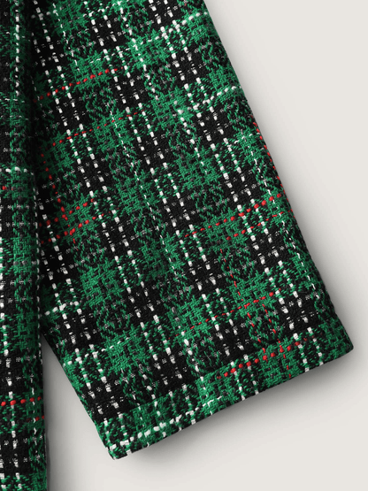 Tweed Plaid Double Button Jacket