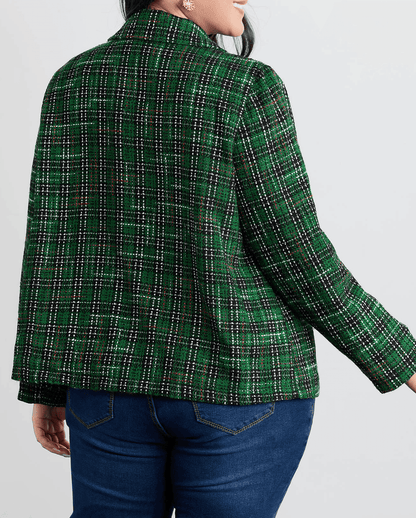 Tweed Plaid Double Button Jacket