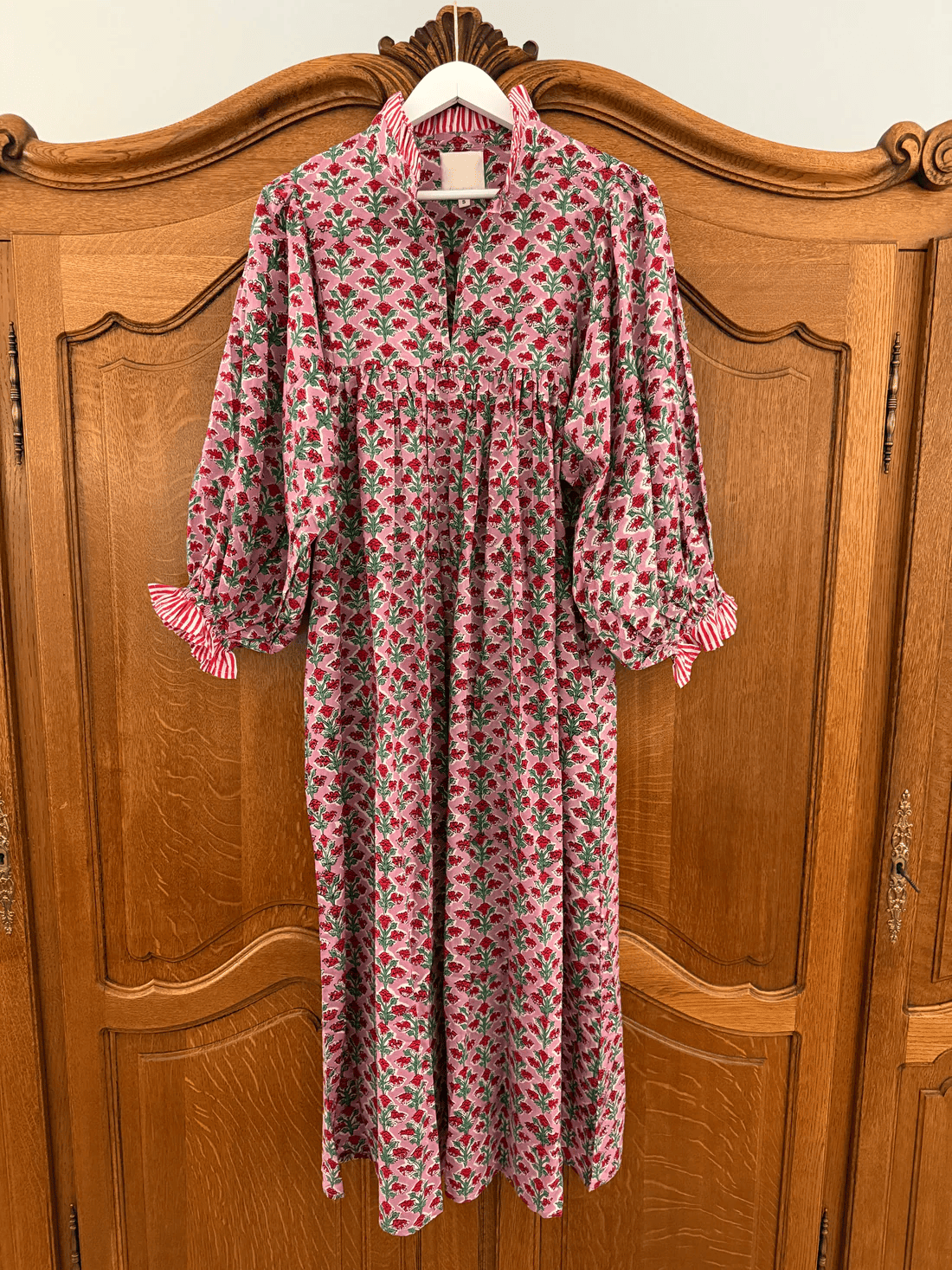 Newest Cotton Block Print Maxi Dress