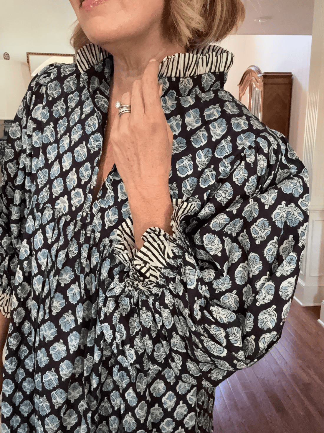 Newest Cotton Block Print Maxi Dress