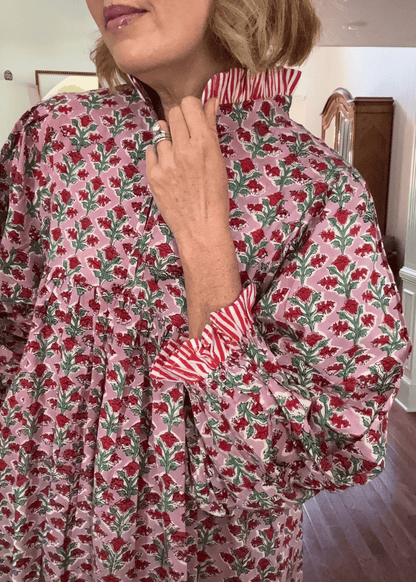 Newest Cotton Block Print Maxi Dress