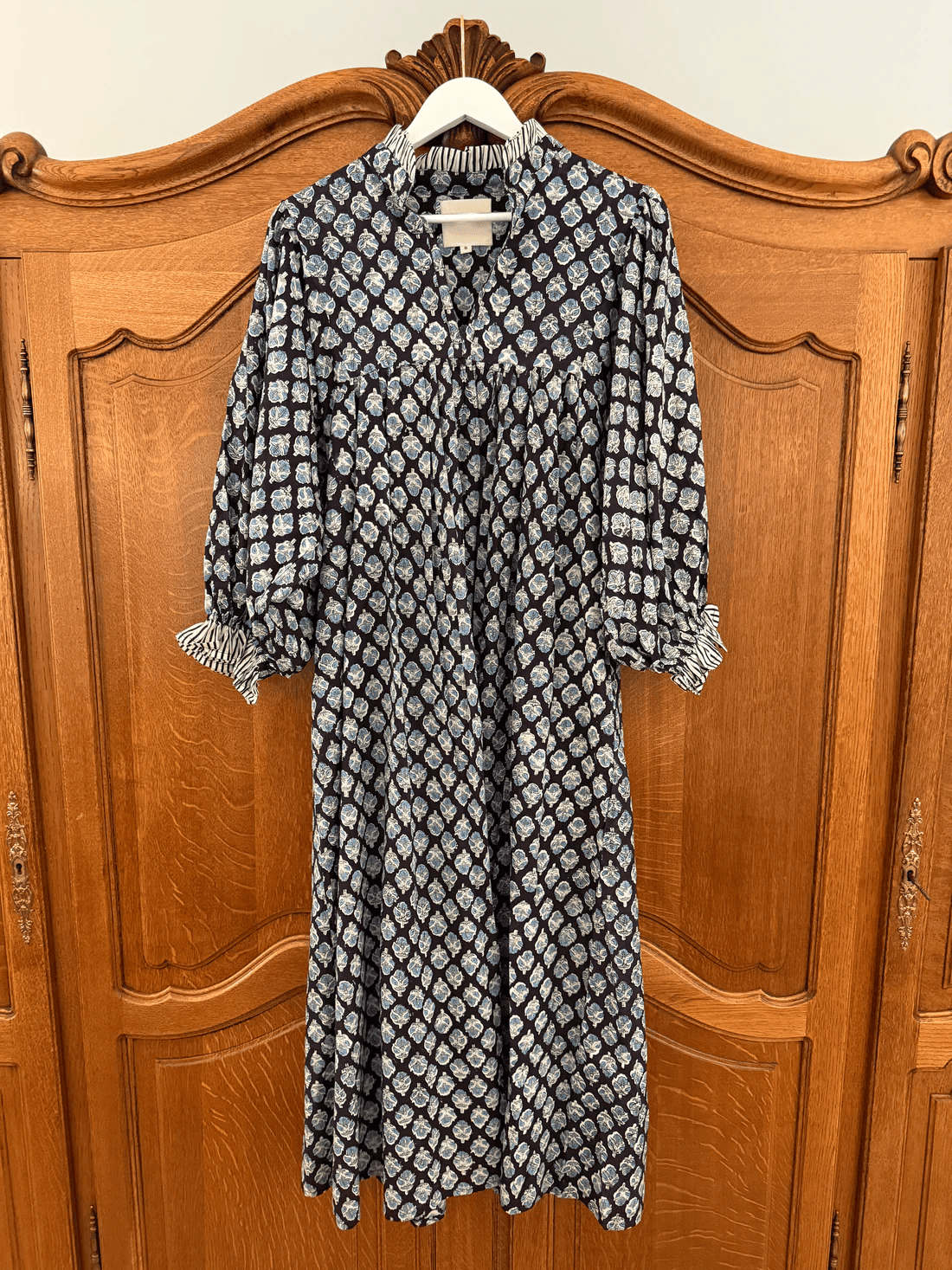 Newest Cotton Block Print Maxi Dress
