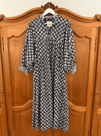 Newest Cotton Block Print Maxi Dress