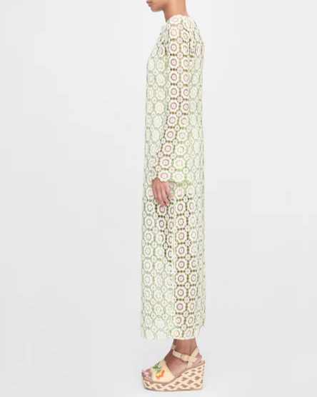 Embroidered Knit Lace-Up Dress