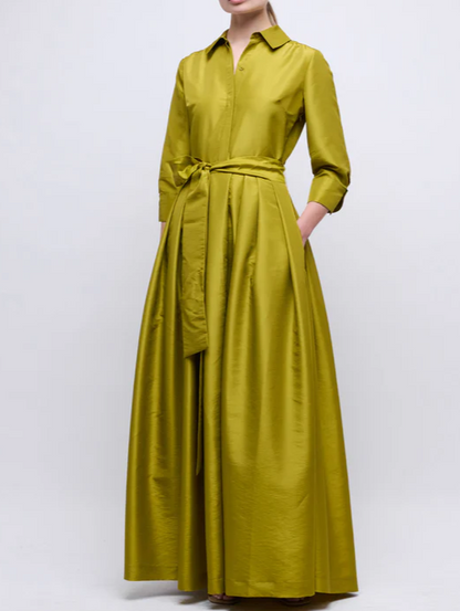 Long-Sleeved Belted Dress