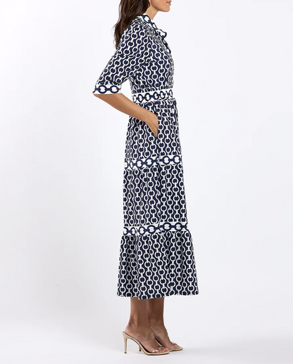 New Geometric Print Maxi Dress
