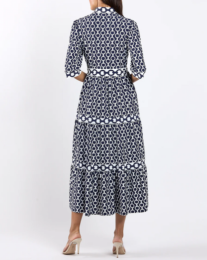 New Geometric Print Maxi Dress