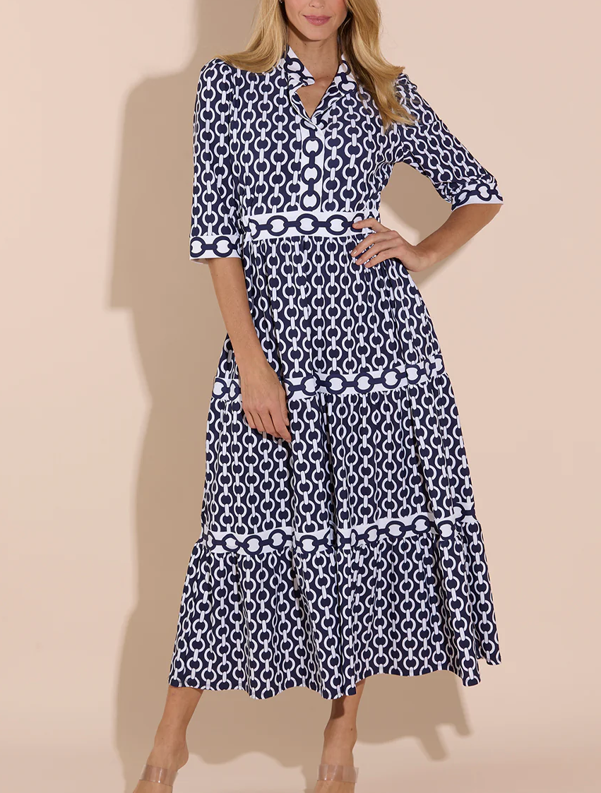 New Geometric Print Maxi Dress