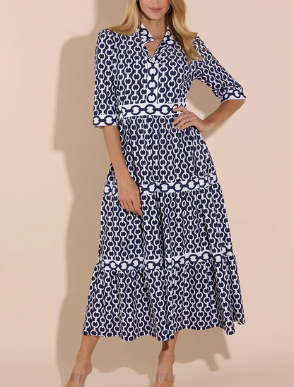 New Geometric Print Maxi Dress