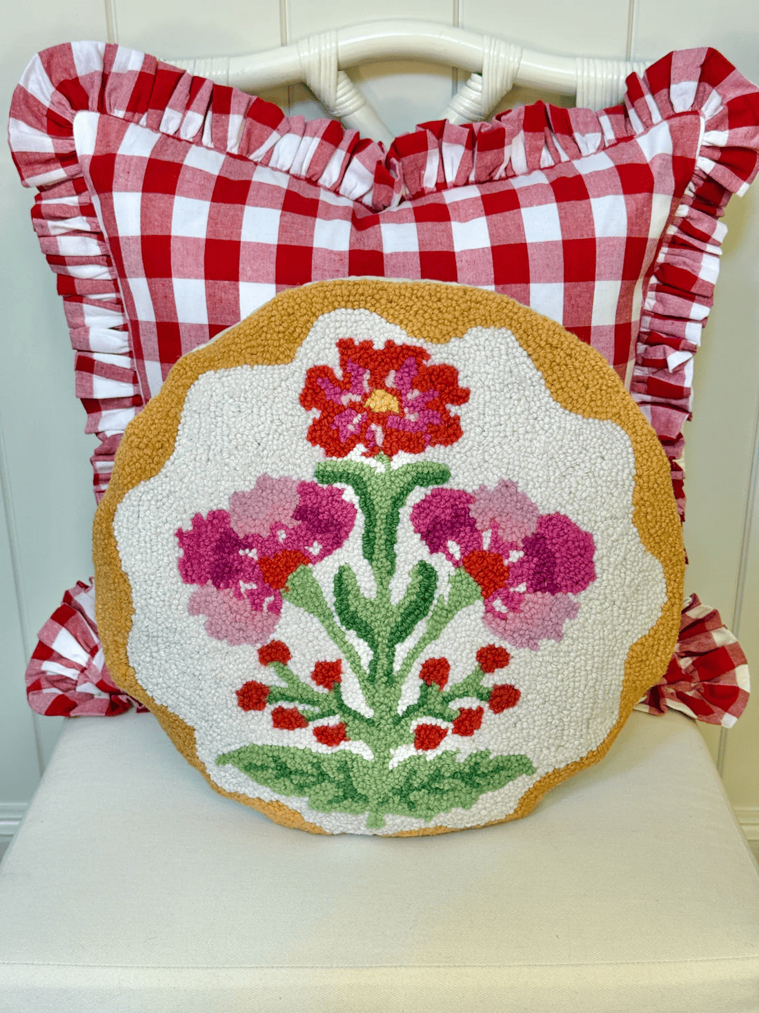Floral Embroidered Pillow