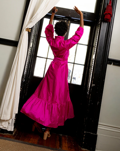 Ruffled Rose-Pink Long Dress