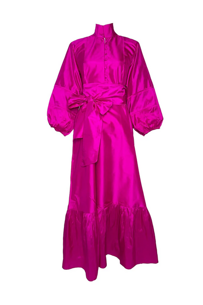 Ruffled Rose-Pink Long Dress
