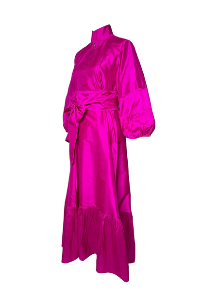Ruffled Rose-Pink Long Dress