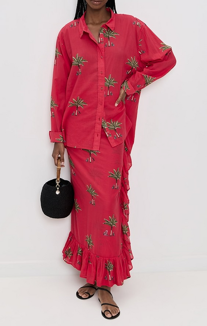 Printed Palm Tree Resort Dress Set