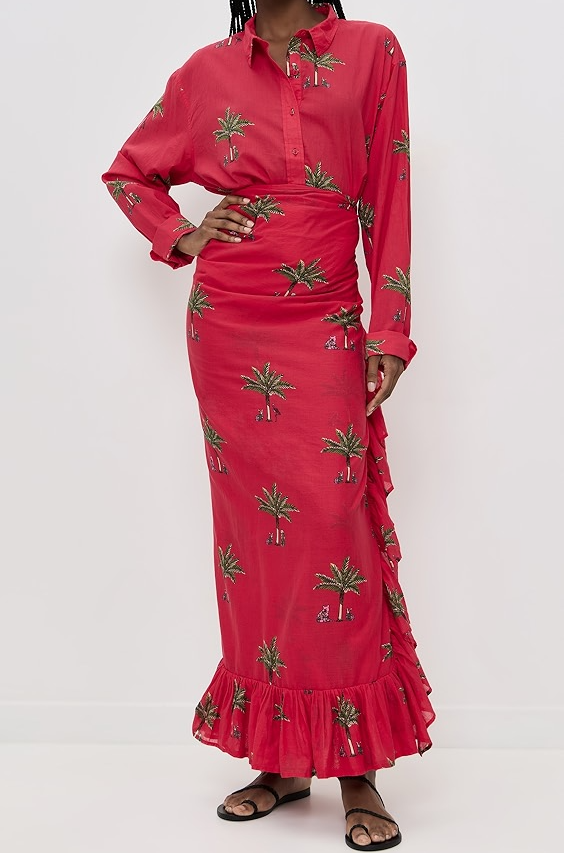 Printed Palm Tree Resort Dress Set