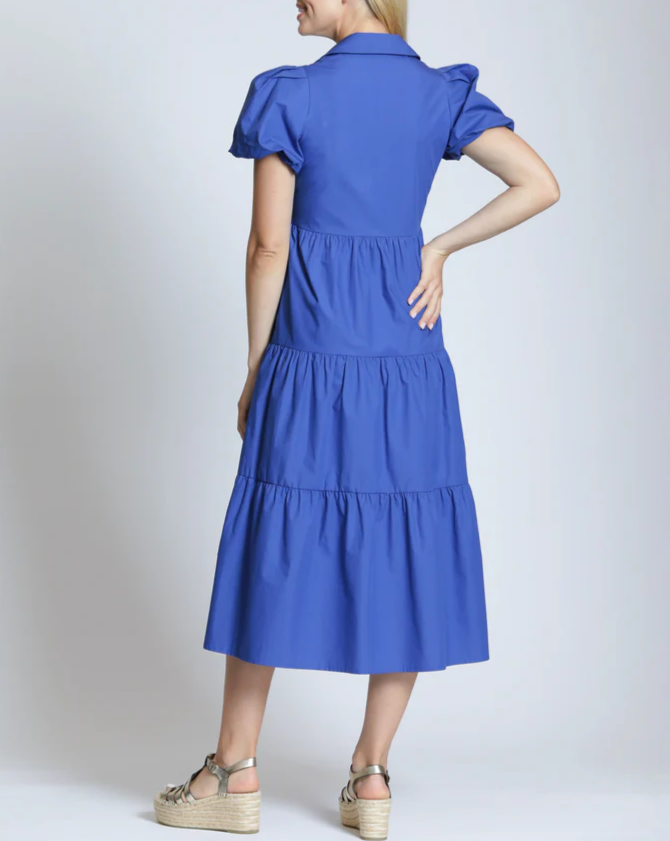 Long Tiered Puff Sleeve Dress
