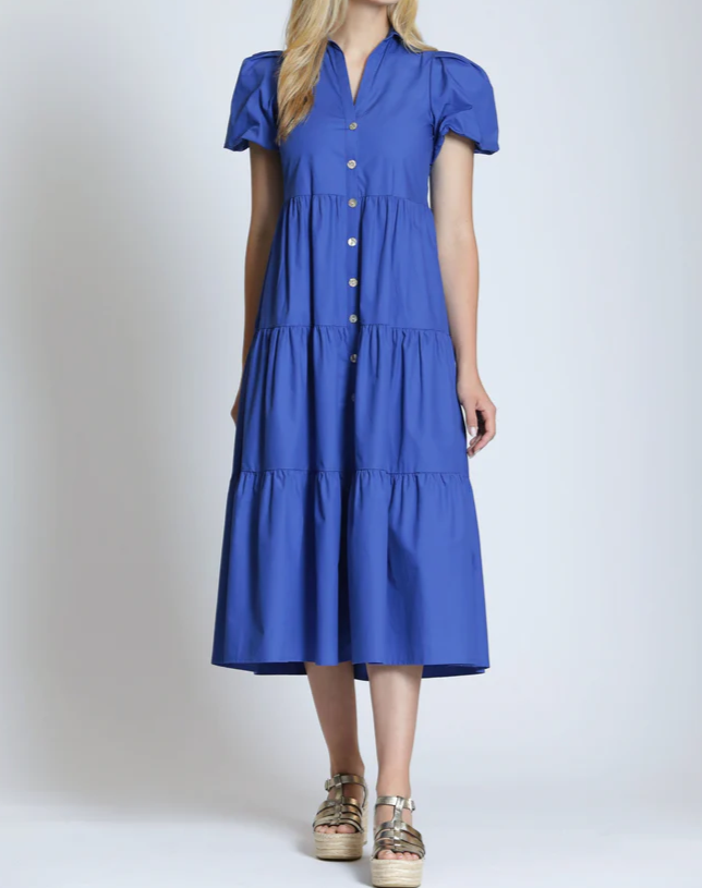 Long Tiered Puff Sleeve Dress