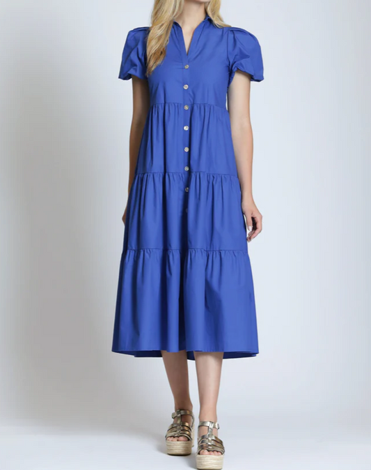 Long Tiered Puff Sleeve Dress