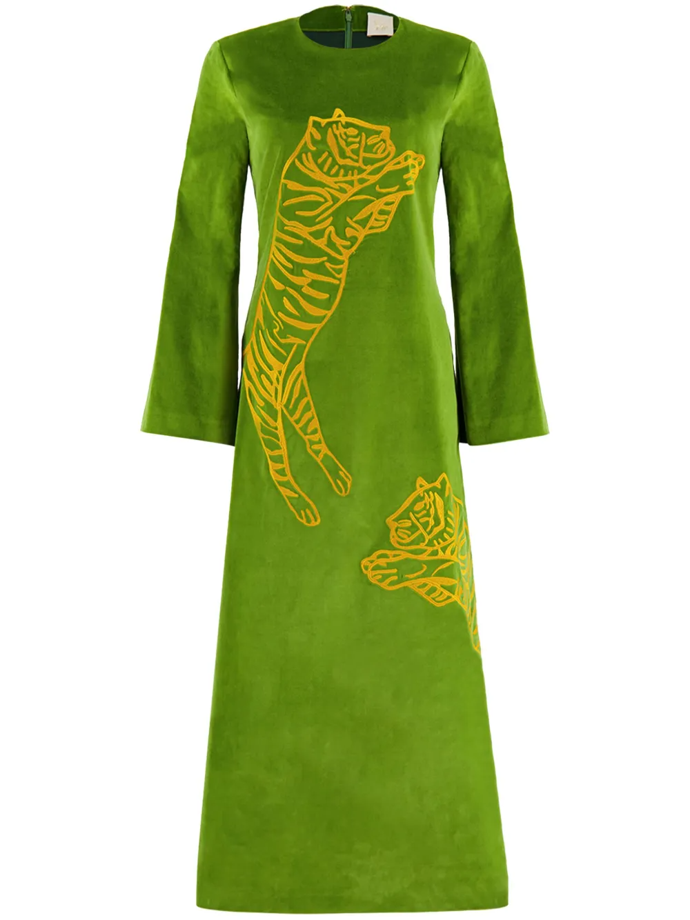 Printed Velvet Long-Sleeve Dress
