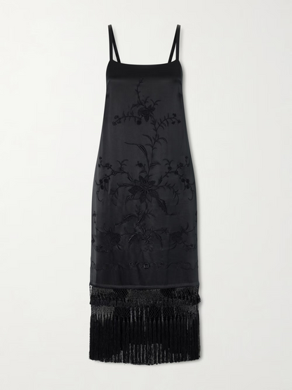 Fringe-Print Halter Dress