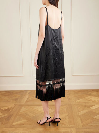 Fringe-Print Halter Dress