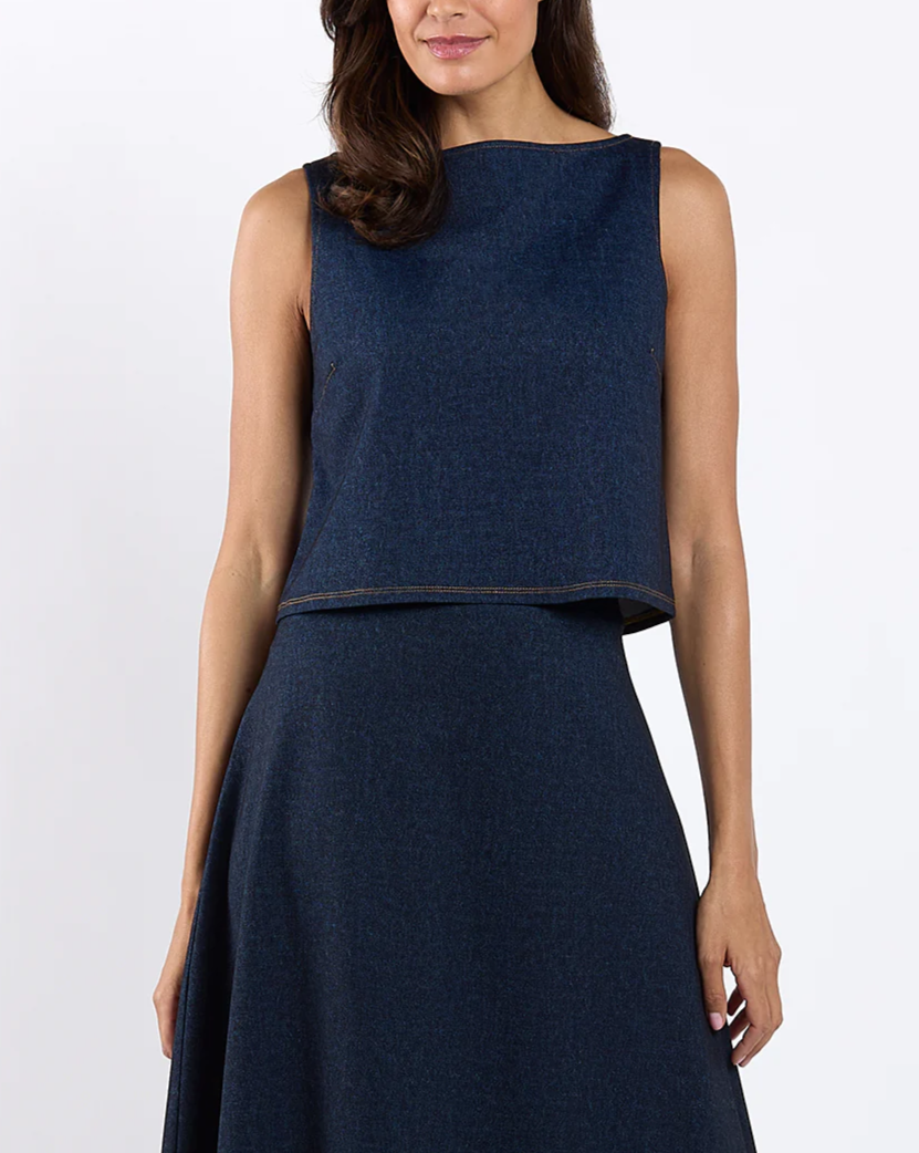 Smooth denim skirt set
