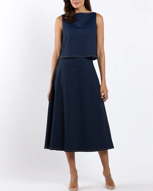 Smooth denim skirt set