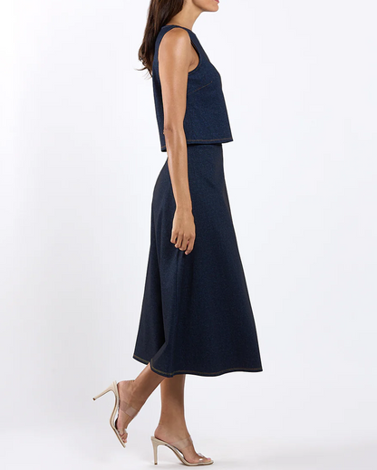 Smooth denim skirt set