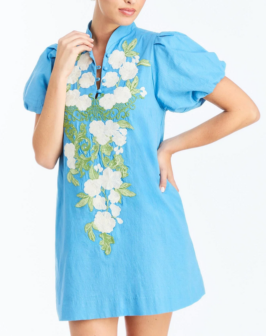 Fresh Blue Floral Dress