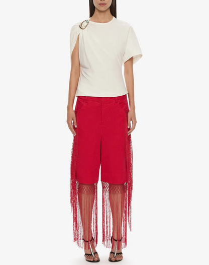 Fringed Corduroy Cropped Jean