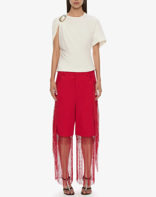 Fringed Corduroy Cropped Jean