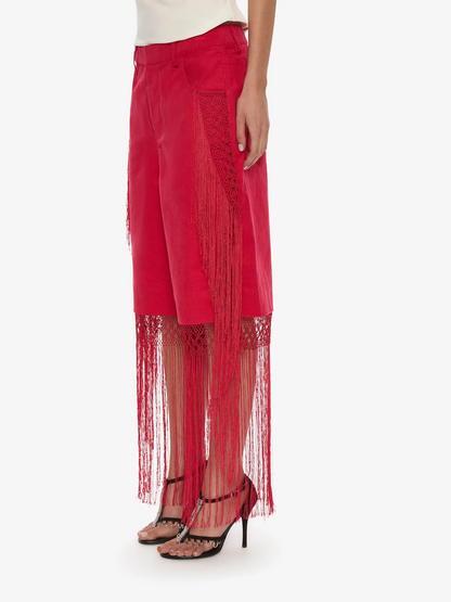 Fringed Corduroy Cropped Jean
