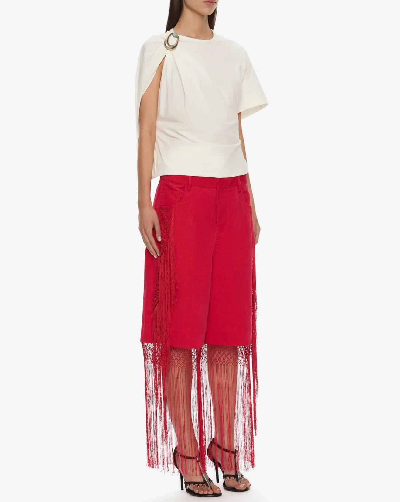 Fringed Corduroy Cropped Jean