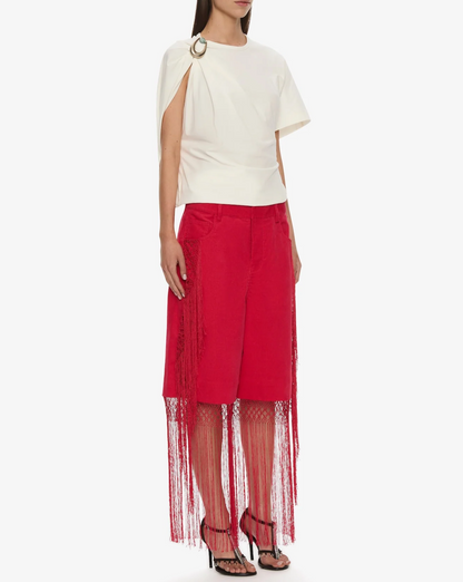 Fringed Corduroy Cropped Jean