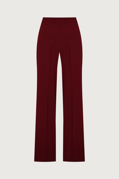 Sleeveless lace top + tailored trousers