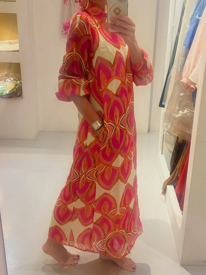 Printed Long Sleeve Maxi Dress