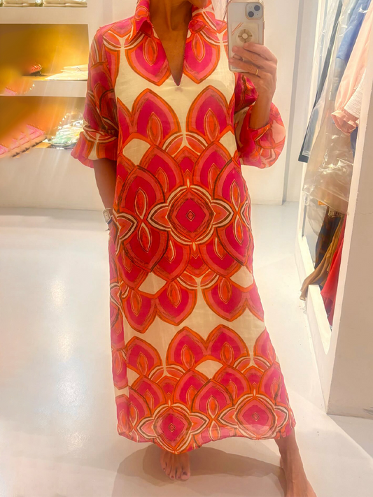 Printed Long Sleeve Maxi Dress