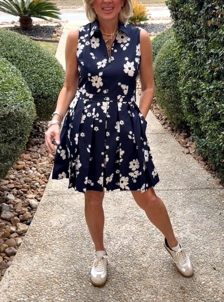 Stretch Printed Sleeveless Mini Dress